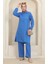 Gömlek Yaka Tunik Pantolon Ikili Takım 1003-01 Mavi 1