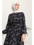 Çiçek Desenli Viskon Elbise 5068-04 Lacivert 1