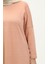 Yarasa Kol Uzun Simli Elbise 8660-01 Pudra 4