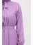 Pıtpıt Desenli Kuşaklı Elbise 0383-05 Lila 4