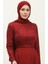 Dantelli Kuşaklı Abiye Elbise 5353A-05 Bordo 3