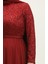 Dantelli Kuşaklı Abiye Elbise 5353A-05 Bordo 4