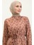 Adile Çiçek Desenli Krep Elbise 0347-03 Taba 3