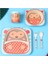 Imebaby 5 Parçalı Bambu Sofra Takımı, Bambu Kase, Bebek Besleme Tabağı, Yaratıcı Karikatür Çocuk Kasesi/bardağı, Çatal ve Kaşık Hediye Seti (Yurt Dışından) 1