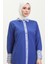 Çizgili Garnili Tunik 4823-01 Saks 3