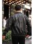Streetwear Siyah Oversize Vintage Beli Lastikli Rahat Kesim Deri Ceket 5