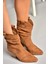 T296713002 Taba Süet Kalın Topuklu Kadın Bot 3