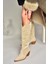 T267765202 Bej Süet Kovboy Model Kadın Çizme 2