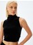 Kadife Crop Top Kolsuz Dik Yaka 1