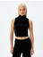 Kadife Crop Top Kolsuz Dik Yaka 3