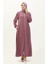 Fermuarlı Cepli Ferace 6666-08 Koyu Lila 2