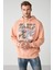 Antıque Erkek Soluk Efektlı Baskılı Polarsız Kapüşonlu Somon Sweatshirt 2