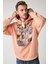 Antıque Erkek Soluk Efektlı Baskılı Polarsız Kapüşonlu Somon Sweatshirt 3
