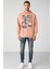 Antıque Erkek Soluk Efektlı Baskılı Polarsız Kapüşonlu Somon Sweatshirt 5