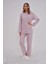 Lila Büyük Beden Kadın Pijama Takımı 2