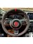 Dikişli Direksiyon Kılıfı Karbon Nubuk Kırmızı Yüzük Kırmızı Dikiş Fıat Egea Için 1