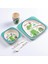 Paket Doğal Bambu Sofra Bambu Kase Bebek Besleme Çocuk Sevimli Karikatür Hediye Kase Seti (Yurt Dışından) 3
