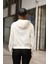 Sweatshirt Ekru Kadın Fermuarlı Kapüşonlu Özel Tasarım 4