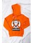 Rahat Kesim Kapüşonlu Gamer Baskılı Sweatshirt Turuncu 1