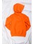 Rahat Kesim Kapüşonlu Gamer Baskılı Sweatshirt Turuncu 2