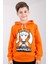 Rahat Kesim Kapüşonlu Gamer Baskılı Sweatshirt Turuncu 3