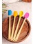 4\'lü Yanmaz Yapışmaz Renkli Silikon Başlıklı Ahşap Spatula Seti 1