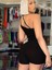 Kadın Asimetrik Askılı Mini Kaşkorse Bodycon Tulum 4