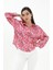 Reglan Kol Baskılı Saten Gömlek - Pembe 1