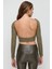 Fitilli Parlak Sırt Dekolteli Crop Top 5