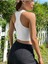 Kadın Boyun Askılı U Yaka Yüzücü Sırtlı Beyaz Renk Fitilli Crop Top Bluz 1