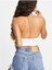 Kadın Boyun Askılı U Yaka Beyaz Crop Top Bluz 2