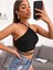 Halter Yaka Çapraz Askılı Siyah Renk Fitilli Crop Top Bluz 3