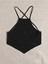Halter Yaka Sırtı Açık Çapraz Askılı Bağcıklı Siyah Renk Fitilli Crop Top Bluz 3