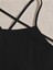 Halter Yaka Sırtı Açık Çapraz Askılı Bağcıklı Siyah Renk Fitilli Crop Top Bluz 4