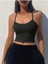 Havuz Yaka Askılı Siyah Renk Fitilli Crop Top Bluz 3