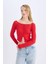 Fitted Açık Omuz Crop Kırmızı Triko Kazak E0727AX24WN 3