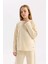 Kız Çocuk Pijama Takımı Polar Bisiklet Yaka Uzun Kollu Basic Düz Üst Uzun Alt D7745A824WN 3