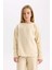 Kız Çocuk Pijama Takımı Polar Bisiklet Yaka Uzun Kollu Basic Düz Üst Uzun Alt D7745A824WN 4