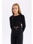 Kız Çocuk Fitted Bisiklet Yaka Triko Siyah Kazak D1393A824WN 3