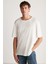 Davınson Erkek Açık Yakalı Oversize Fit %100 Pamuk Beyaz T-Shirt 1