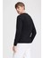 Erkek Siyah Basic Bisiklet Yaka Uzun Kollu T-Shirt %100 Pamuk Sweatshirt 3