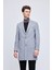 Gri Slim Fit Ceket Yaka Yünlü Kaşe Palto 1