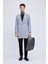 Gri Slim Fit Ceket Yaka Yünlü Kaşe Palto 2
