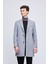 Gri Slim Fit Ceket Yaka Yünlü Kaşe Palto 3