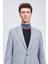Gri Slim Fit Ceket Yaka Yünlü Kaşe Palto 5