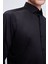Siyah Slim Fit 100% Pamuk Açık Italyan Yaka Uzun Kollu Saten Gömlek 4