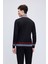 Siyah Regular Fit Çizgili Balıkçı Yaka Yünlü Triko Kazak 5