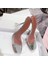Kadın Gümüş Silver Ten Nude 8cm Topuklu Küt Kare Burunlu Şeffaf Topuklu Stiletto Ayakkabı Terlik 2