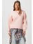 Kadın Cozy Içi Polarlı Soft Pembe Basic Bisiklet Yaka Pamuklu Kalın Örme Sweatshirt 1