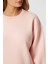 Kadın Cozy Içi Polarlı Soft Pembe Basic Bisiklet Yaka Pamuklu Kalın Örme Sweatshirt 5